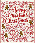Red Swirl Gingerbread Man Christmas Collage Rug