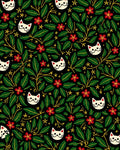 Whimsical White Cat Floral Botanical Rug