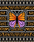 Vibrant Orange Purple Butterfly Scroll Rug