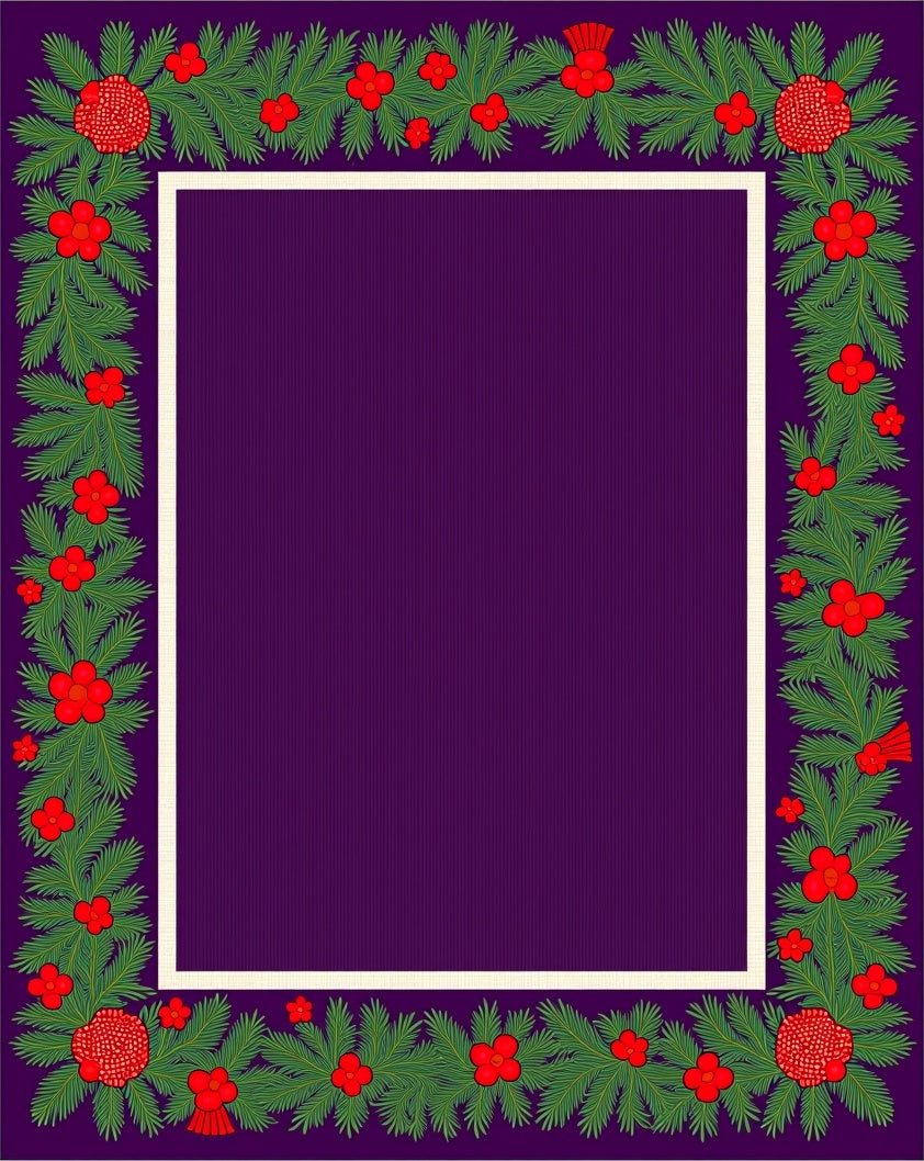 Deep Purple Evergreen Berry Garland Rug