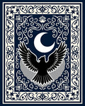 Mystic Black Eagle Crescent Moon Border Rug