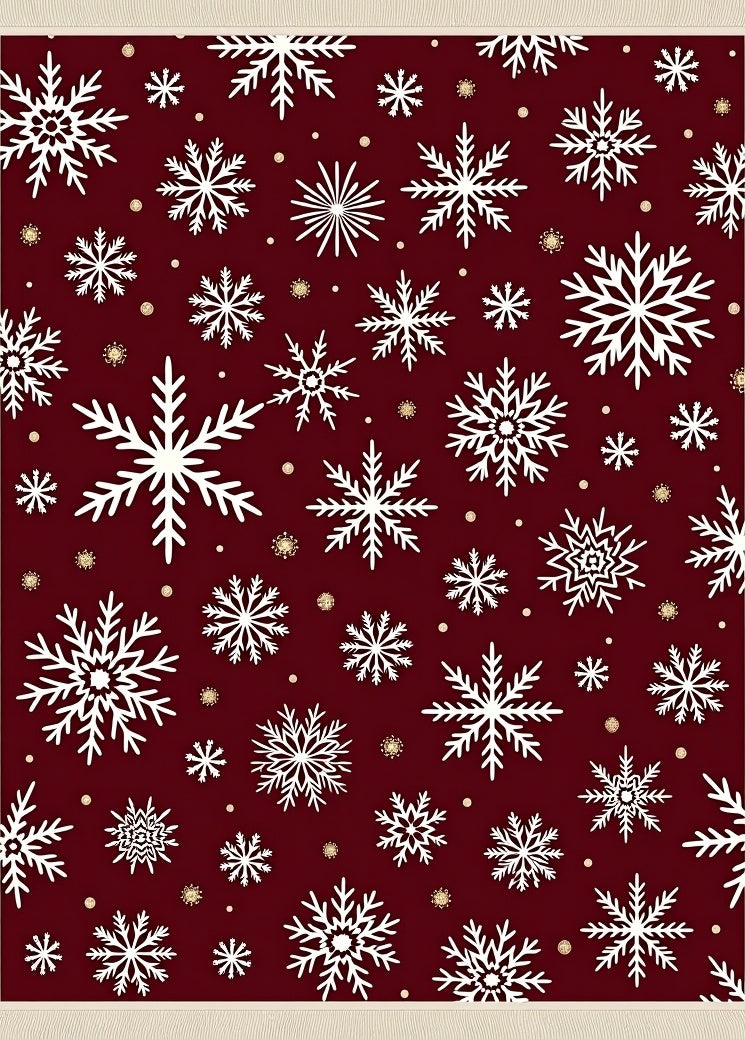 White Snowflakes On Deep Red Rug
