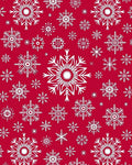 Crimson Red White Snowflake Collage Rug