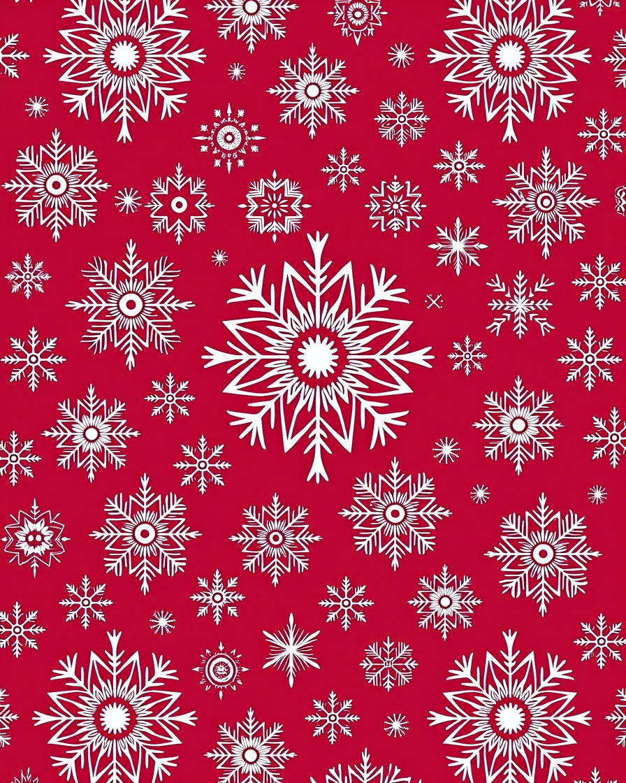 Crimson Red White Snowflake Collage Rug
