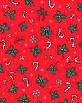 Red Holly Candy Cane Snowflake Scatter Rug