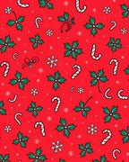 Red Holly Candy Cane Snowflake Scatter Rug