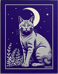 Mystical Gray Cat Moonlit Garden Rug
