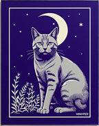 Mystical Gray Cat Moonlit Garden Rug
