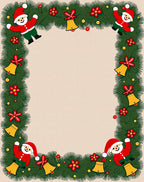 Festive Santa Claus Christmas Garland Border Rug