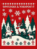 Red And White Deer Forest Snowflakes Rug