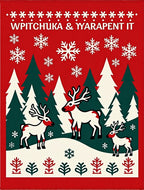 Red And White Deer Forest Snowflakes Rug