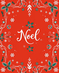 Red White Green Noel Holly Snowflakes Rug