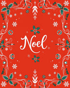 Red White Green Noel Holly Snowflakes Rug