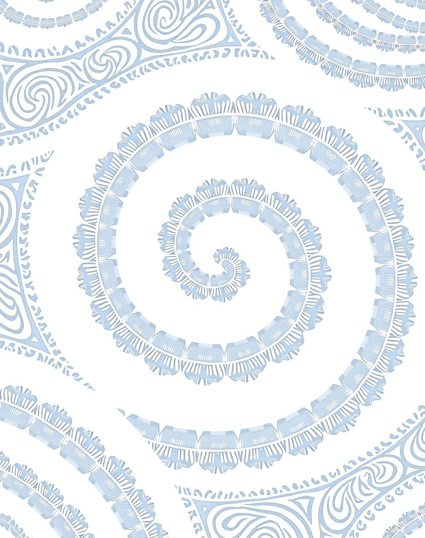 Pale Blue Spiral Fan Mandala Rug
