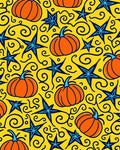Bright Pumpkin Star Swirls Rug