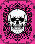 Hot Pink Skull Baroque Filigree Rug
