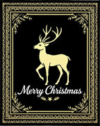 Golden Reindeer Festive Christmas Border Rug