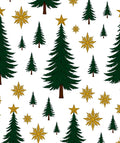 Green Fir Trees Gold Star Splash Rug