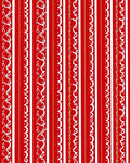 Red White Gold Striped Scalloped Ribbon Rug