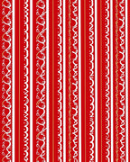 Red White Gold Striped Scalloped Ribbon Rug
