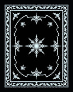 Nordic Snowflake Bordered Geometric Medallion Rug
