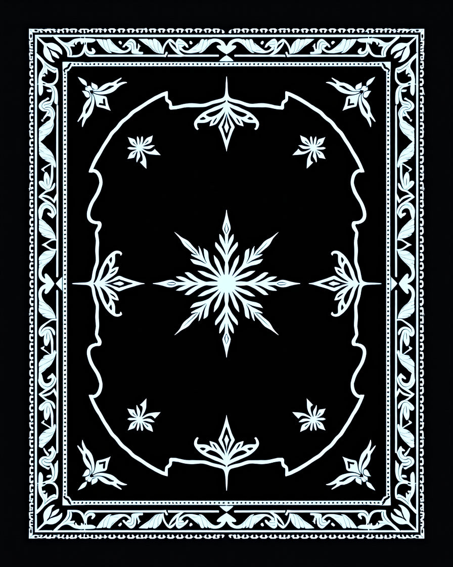 Nordic Snowflake Bordered Geometric Medallion Rug