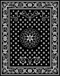 Black White Floral Medallion Scroll Rug