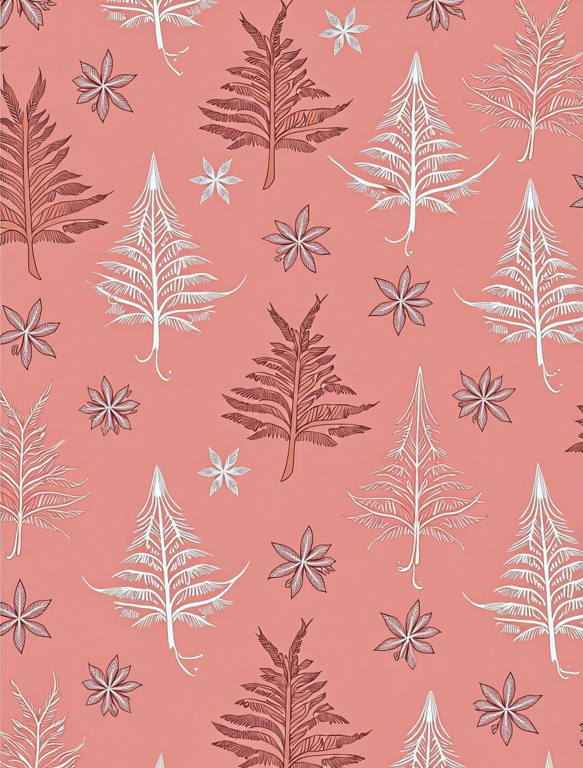 Coral White Pinecone Trees Rug