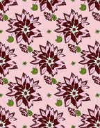 Rose Pink Floral Medallion Leaf Rug