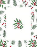 Green Red Berry Leafy Branch Border Rug