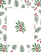 Green Red Berry Leafy Branch Border Rug