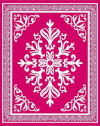 Vibrant Fuchsia Floral Medallion Border Rug