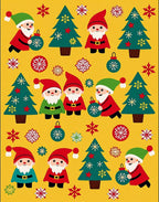Cheery Gnomes and Trees Holiday Scene Rug