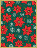 Festive Red Poinsettia Snowflakes Rug