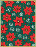 Festive Red Poinsettia Snowflakes Rug