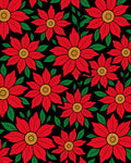 Bold Red Floral Garden Black Rug