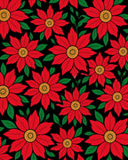 Bold Red Floral Garden Black Rug