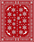 Red Snowflake Deer Holiday Rug
