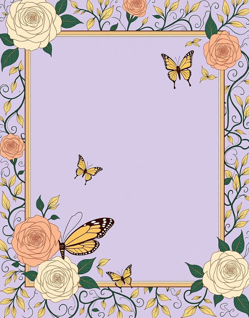 Blush Rose Yellow Butterfly Garden Rug
