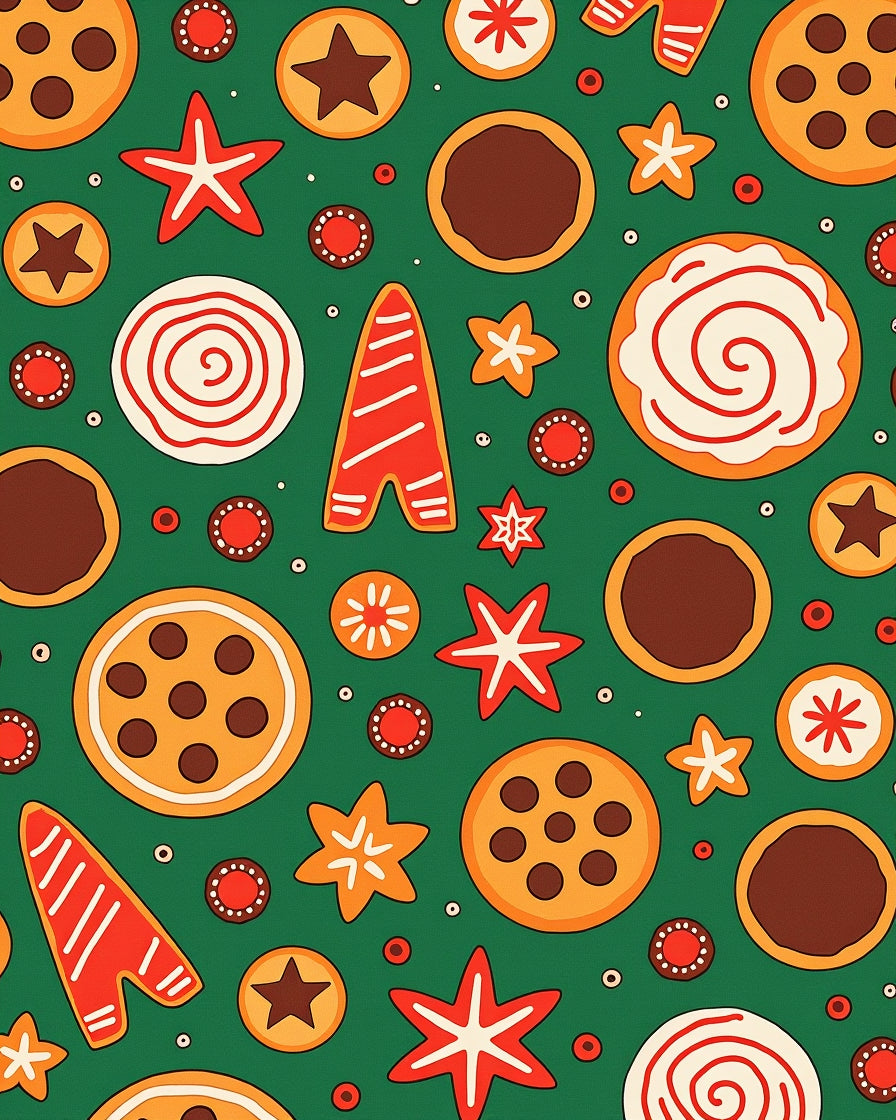 Christmas Cookie Gingerbread Star Swirl Rug