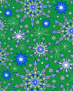 Bold Blue White Snowflake Green Rug
