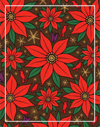 Red Poinsettia Birds Gold Snowflakes Rug