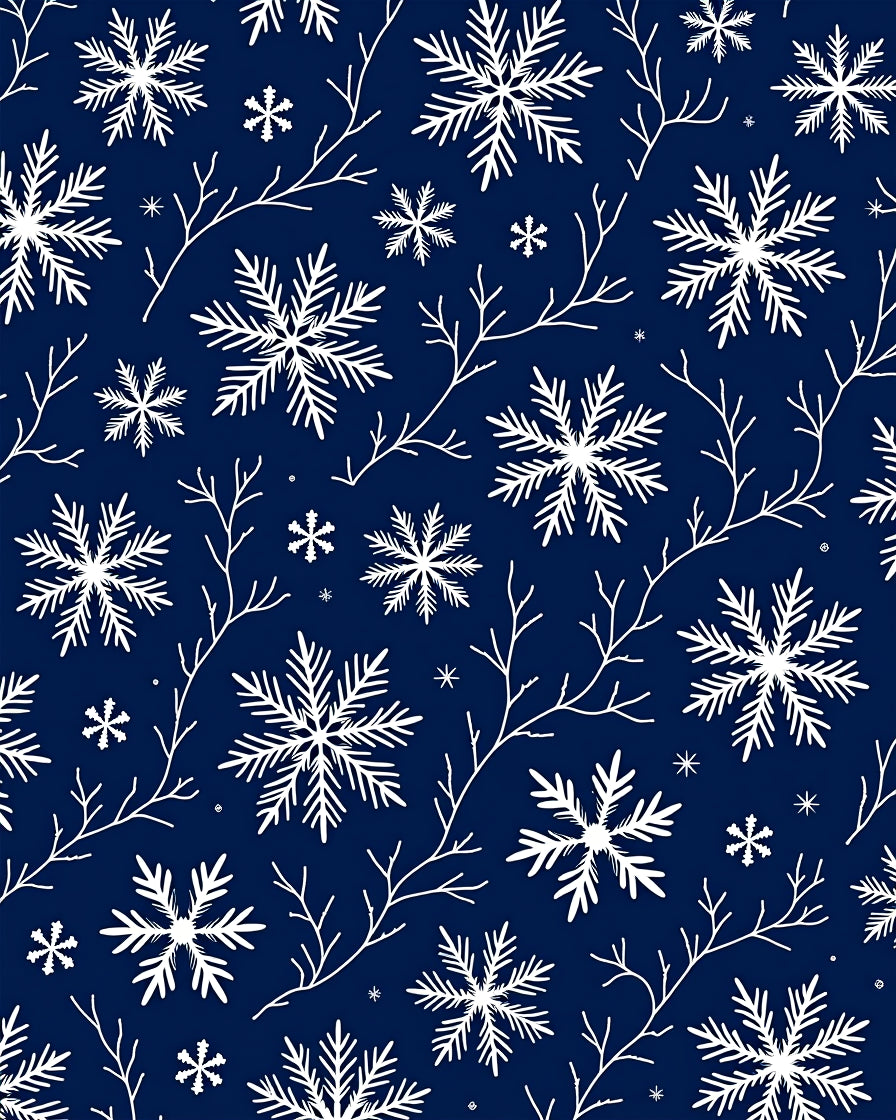 Deep Blue Snowflake Branch Collage Rug