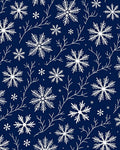 Deep Blue Snowflake Branch Collage Rug