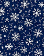 Deep Blue Snowflake Branch Collage Rug