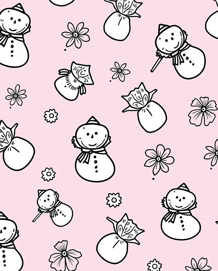 Whimsical Snowman Floral Pink Background Rug