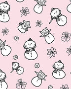 Whimsical Snowman Floral Pink Background Rug