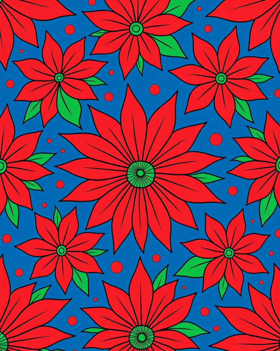 Bold Red Floral Garden Rug