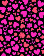 Pink Coral Hearts Clover Scatter Rug