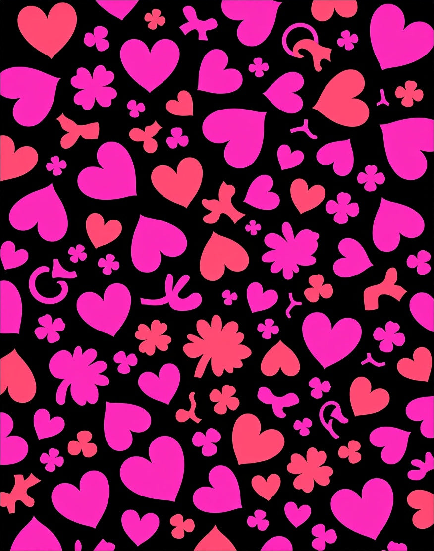 Pink Coral Hearts Clover Scatter Rug
